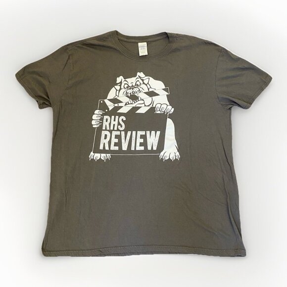 RHS Review Men's Short Sleeves T-Shirt Gray Crew Neck Cotton Gildan Size XL GUC - Picture 1 of 9